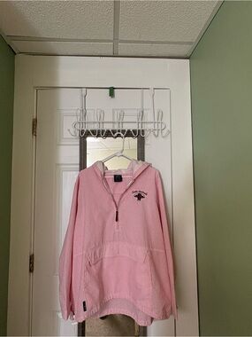 Charles River Apparel Pink Hooded Pullover Raincoat